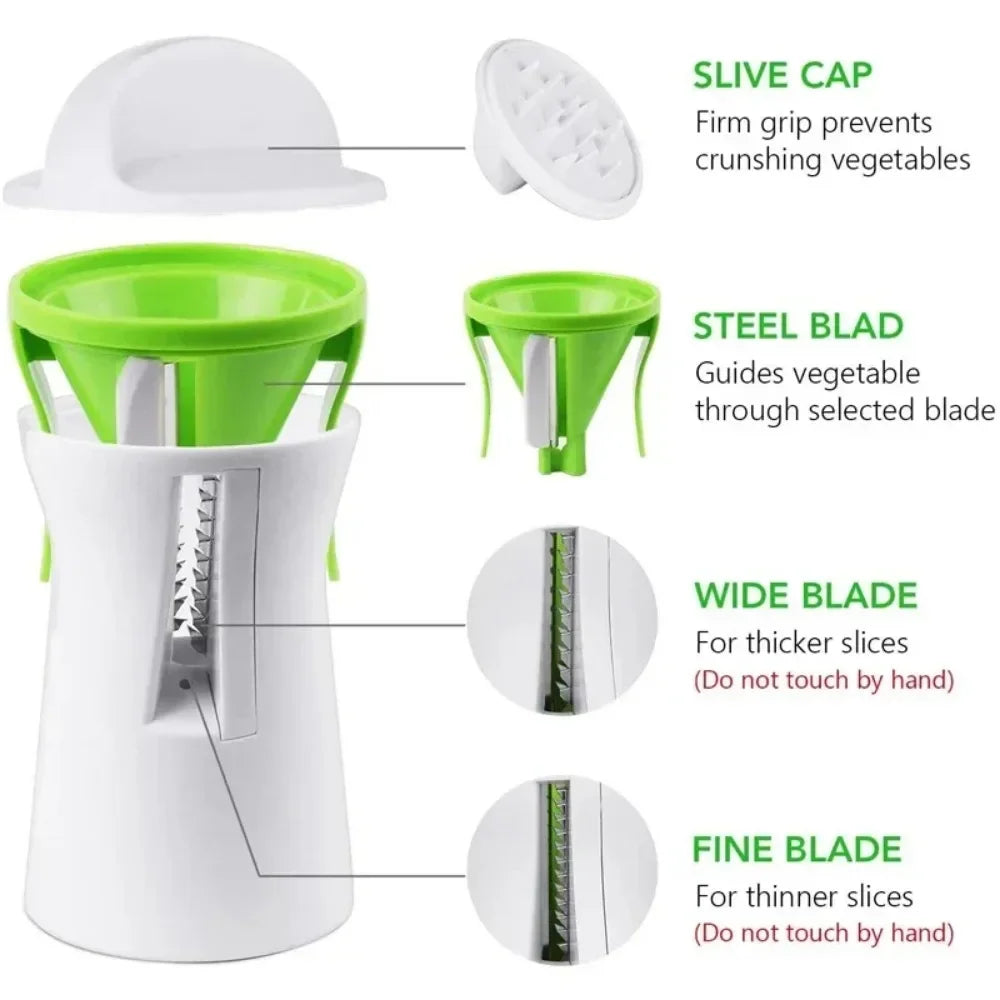VeggiTwist Spiralizer | For Vegetables & Cheese | Manual & Compact | Stainless Steel & BPA-Free Plastic