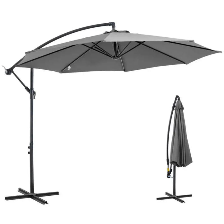 Parasol with hand crank, weatherproof, 2.95 m x 2.95 m x 2.45 m, polyester, steel, black