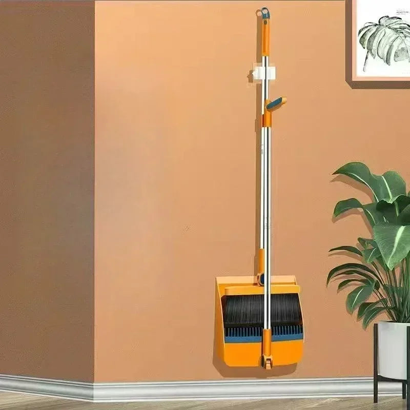 Compact Dustpan and Brush Set with Hair Removal and Foldable Dustpan