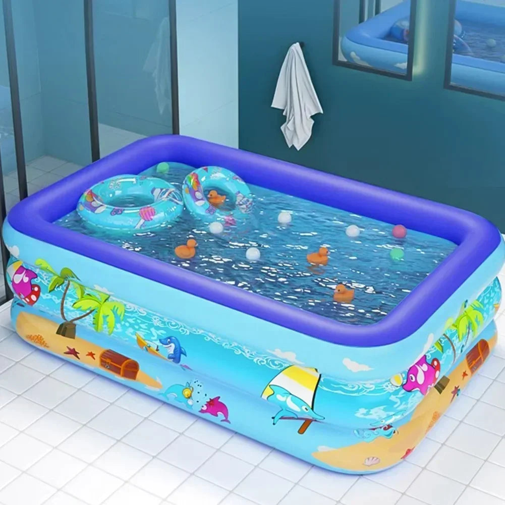 Luftolino Inflatable Paddling Pool for Kids | 110–180 cm | Extra-Thick PVC | Cartoon Design for Garden and Balcony