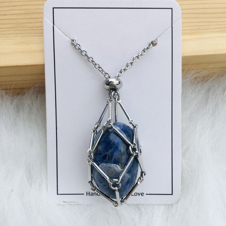 Necklace with interchangeable crystal stone for radiant style and harmony.