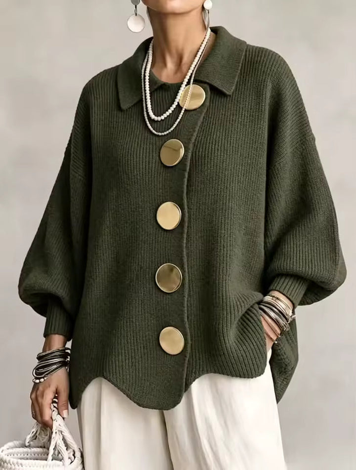 Elegant Oversized Cardigan with Statement Buttons