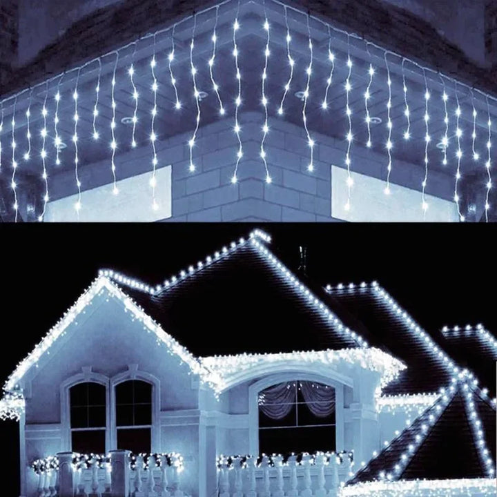 LED-Lichterkette in Eiszapfenform | 8 Modi | Festliche Winterlichtervorhang | Weihnachts- und Silvesterdekoration 2025 | EU-Stecker