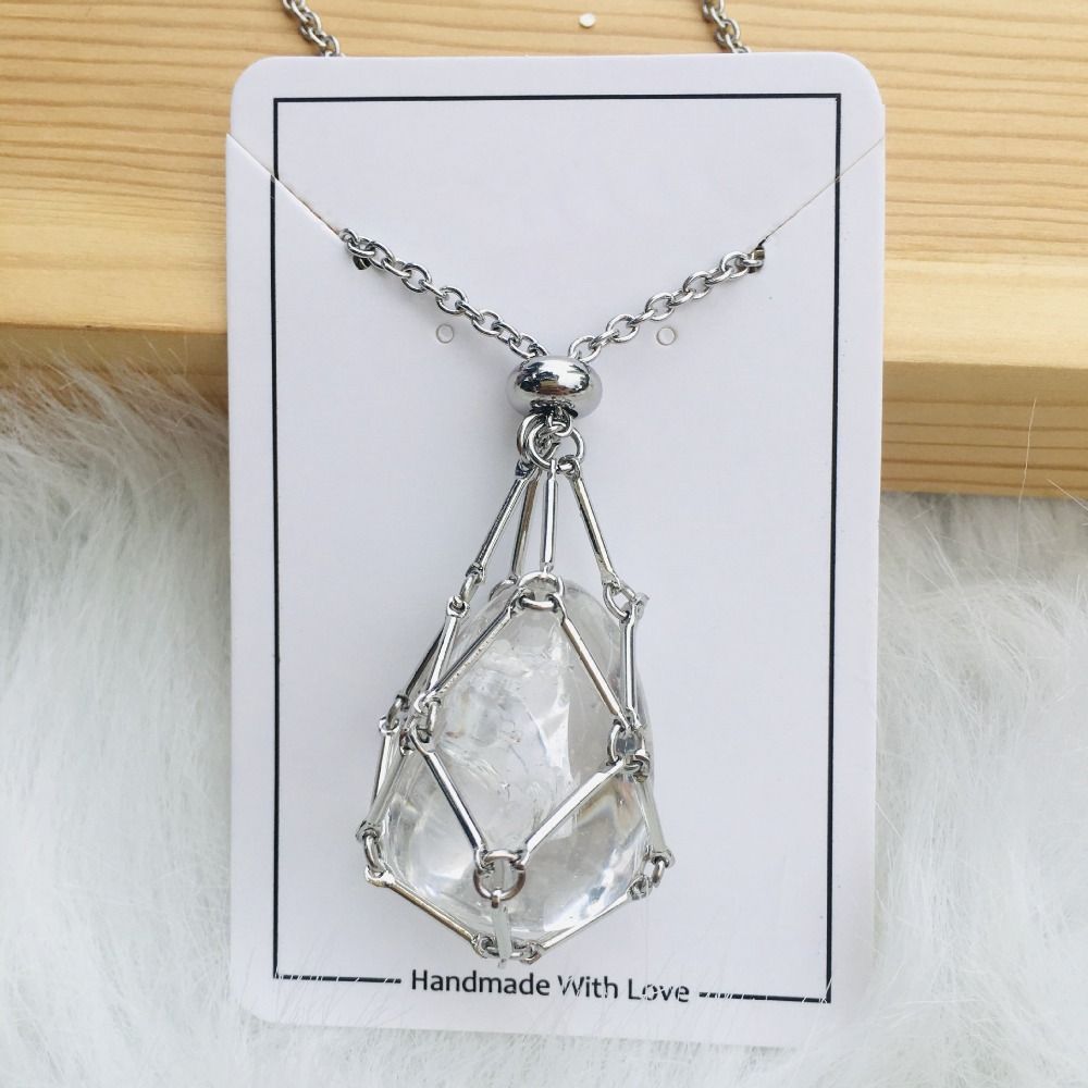 Necklace with interchangeable crystal stone for radiant style and harmony.