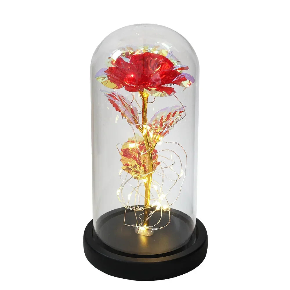 CrystalAura LED Rose Dome | Elegant Illuminated Rose for Wedding and Event Decorations
