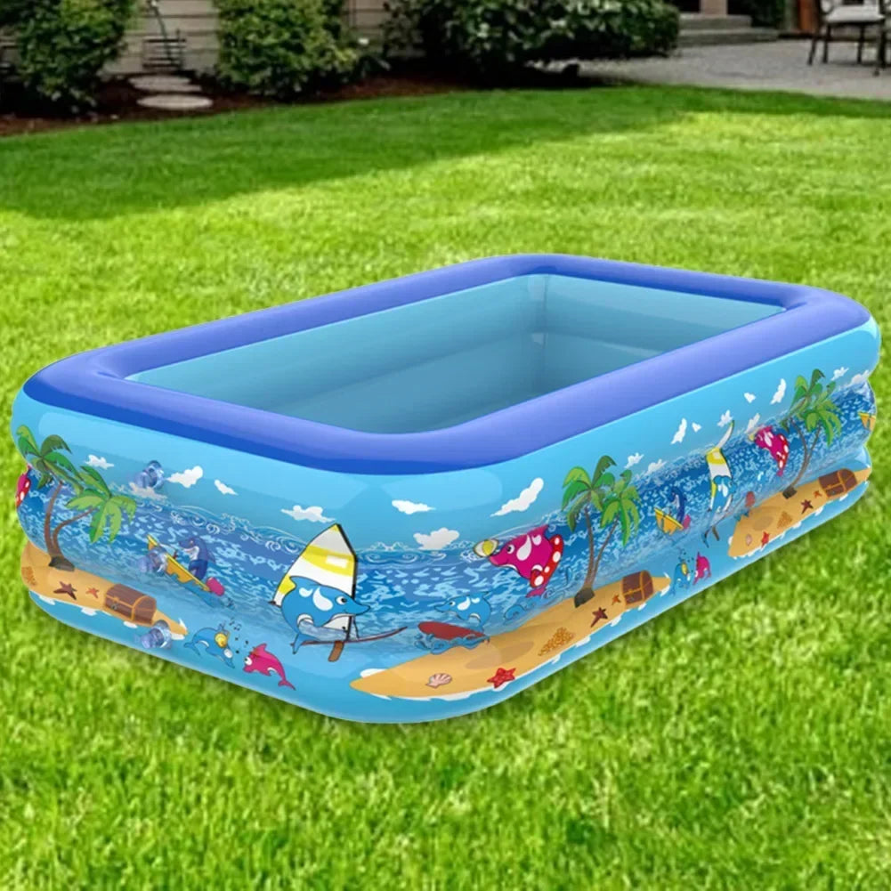 Luftolino Inflatable Paddling Pool for Kids | 110–180 cm | Extra-Thick PVC | Cartoon Design for Garden and Balcony