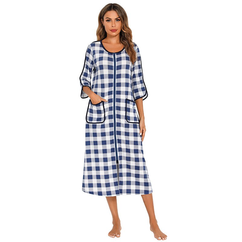 Hooded Dressing Gown with Zip
