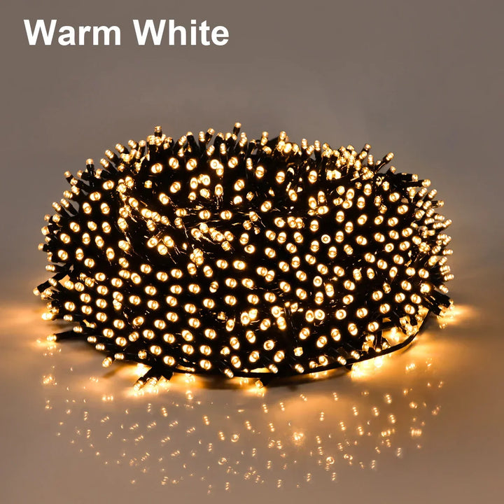 LuminaraX | LED-Lichterkette Außen 24V | 8 Beleuchtungsmodi | Wasserdicht IP65 | 10–100 m | Für Garten, Haus und Weihnachtsdekoration