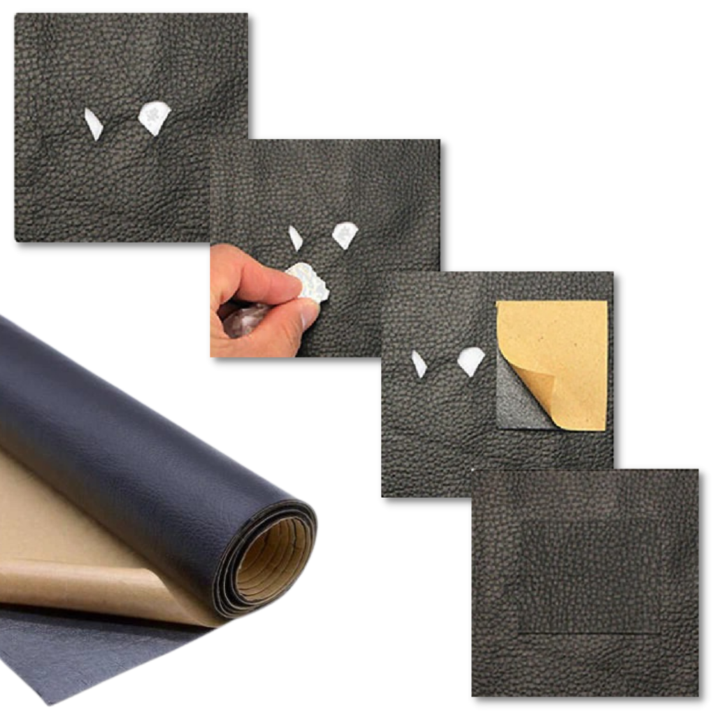 Self-adhesive leather repair patch in several colours