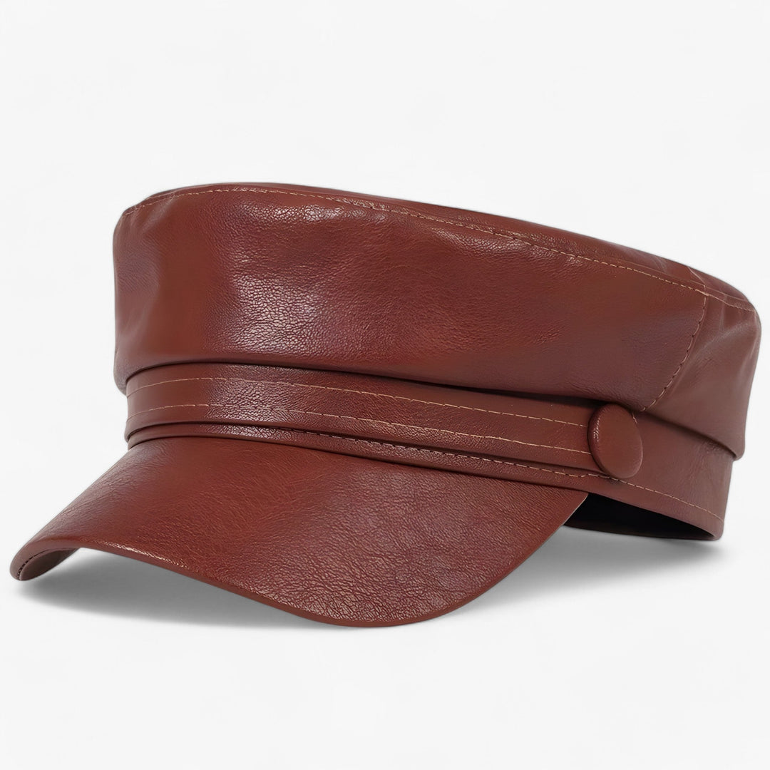 Octagonal Flat Cap for Women in PU Leather – Valence