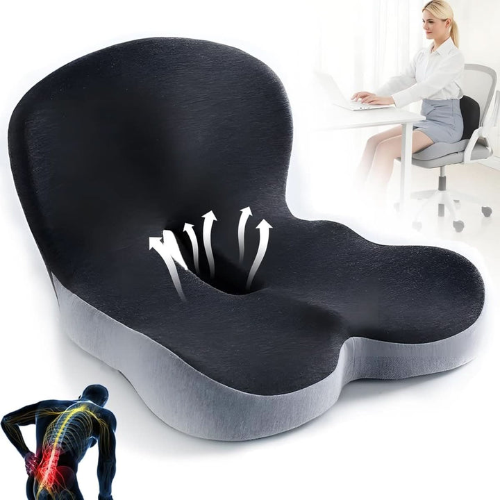Chair Cushion | Ergonomic Memory Foam Cushion | Weight-Bearing & Non-Slip | ErgoComfort