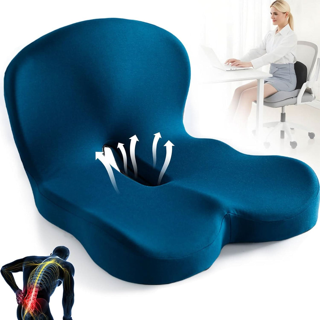 Chair Cushion | Ergonomic Memory Foam Cushion | Weight-Bearing & Non-Slip | ErgoComfort