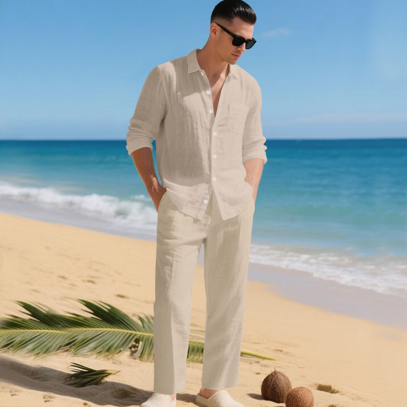 Men's 2-Piece Summer Set | Linen Shirt & Trousers