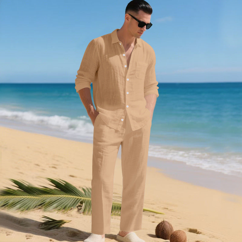 Men's 2-Piece Summer Set | Linen Shirt & Trousers