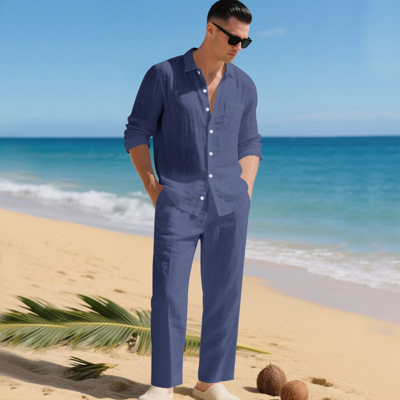 Men's 2-Piece Summer Set | Linen Shirt & Trousers