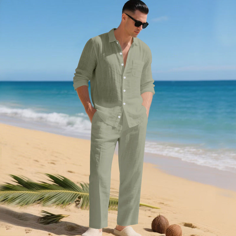 Men's 2-Piece Summer Set | Linen Shirt & Trousers