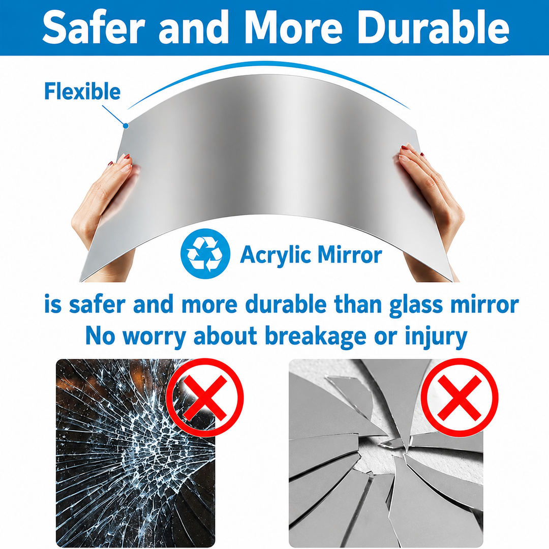 Self-Adhesive Mirror Film | Shatterproof & Cuttable | Crystal Clear