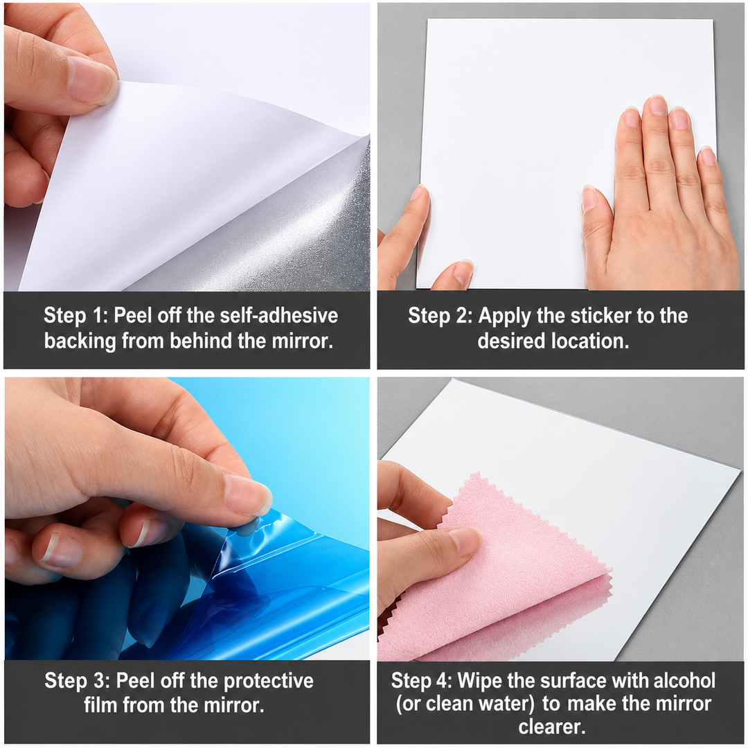 Self-Adhesive Mirror Film | Shatterproof & Cuttable | Crystal Clear
