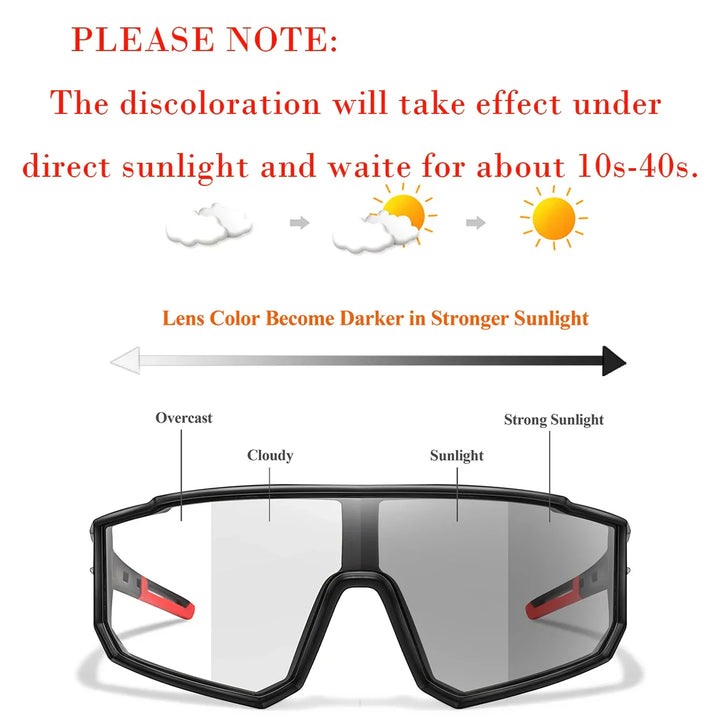 Sports Sunglasses – Photochromic Lenses with UV Protection and Lightweight Frame