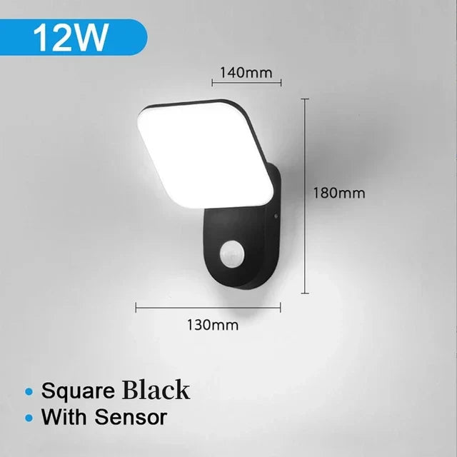 Waterproof Outdoor Wall Light with PIR Motion Sensor (12W)