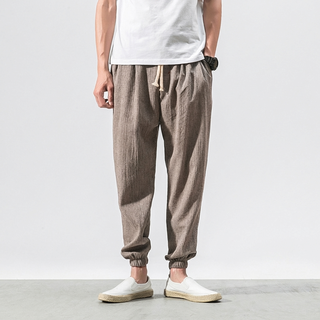 Men’s cottonmix-Linen Comfort Pants – Lightweight Everyday Wear