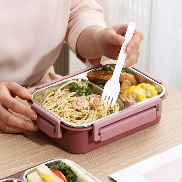 Insulated Thermal Food Container | Stainless Steel Compartments | Leak-Proof Lid