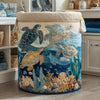 Quilted, hand-sewn storage basket with shell pattern