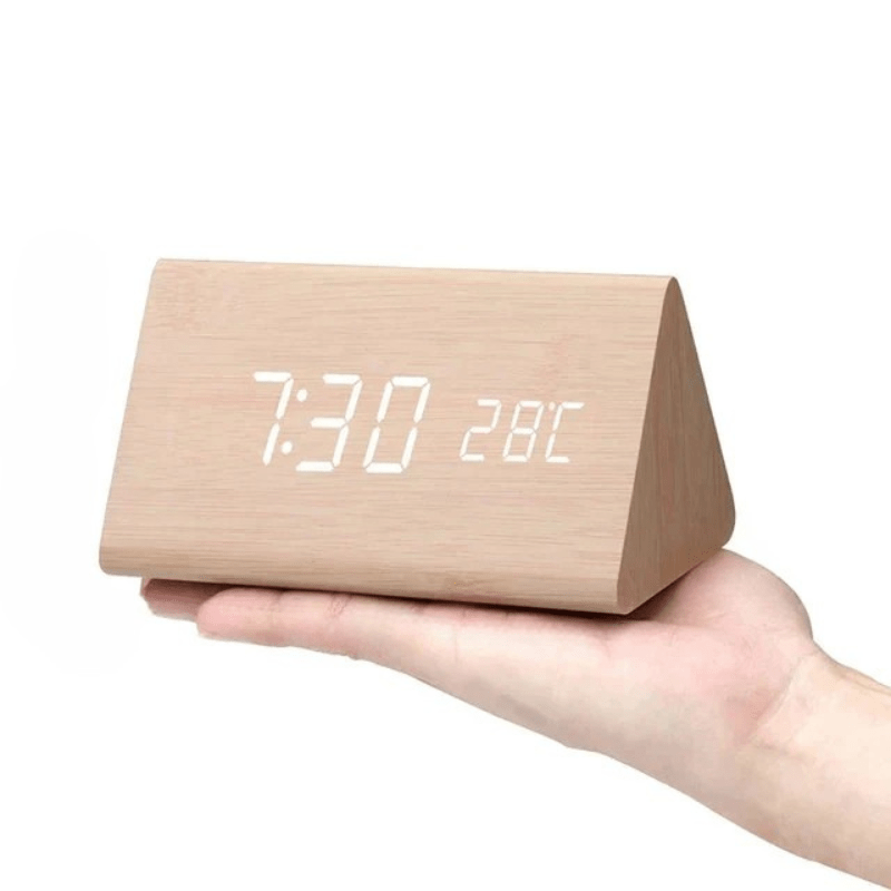 WoodSense Wooden LED Clock – Voice Control & Style for Every Room