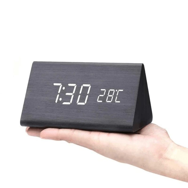 WoodSense Wooden LED Clock – Voice Control & Style for Every Room