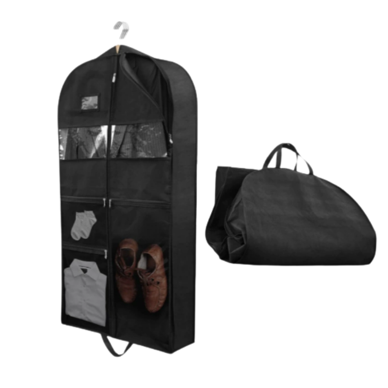 ReiseKleider Travel Garment Bag | Double-Sided Zip & XXL Pockets | Breathable & Transparent | 43-Inch Hanging Garment Organiser
