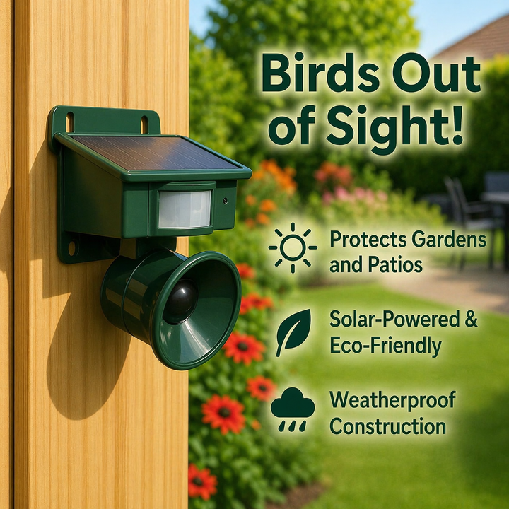 Bird Deterrent Device | Solar-Powered Sensor | Natural Bird of Prey Calls | Birdfend