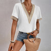 Slim Fit Lace V-Neck T-Shirt for Women
