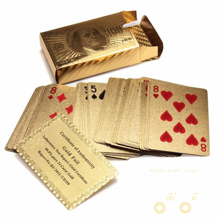 24K Gold-Plated Playing Cards with Wooden Box