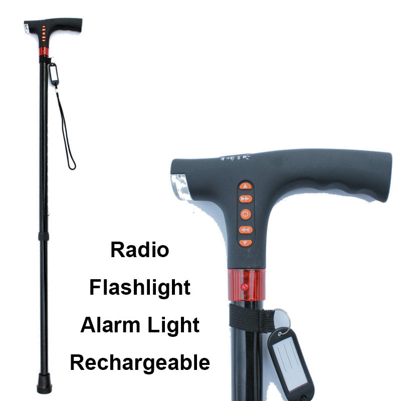 Smart Walking Stick | Radio Emergency Alarm with LED Light | Adjustable
