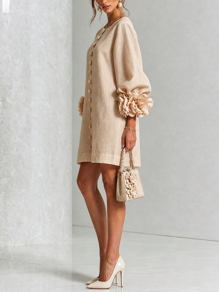 Boryana Colourful Mini Dress with Eye-Catching Ruffled Cuffs