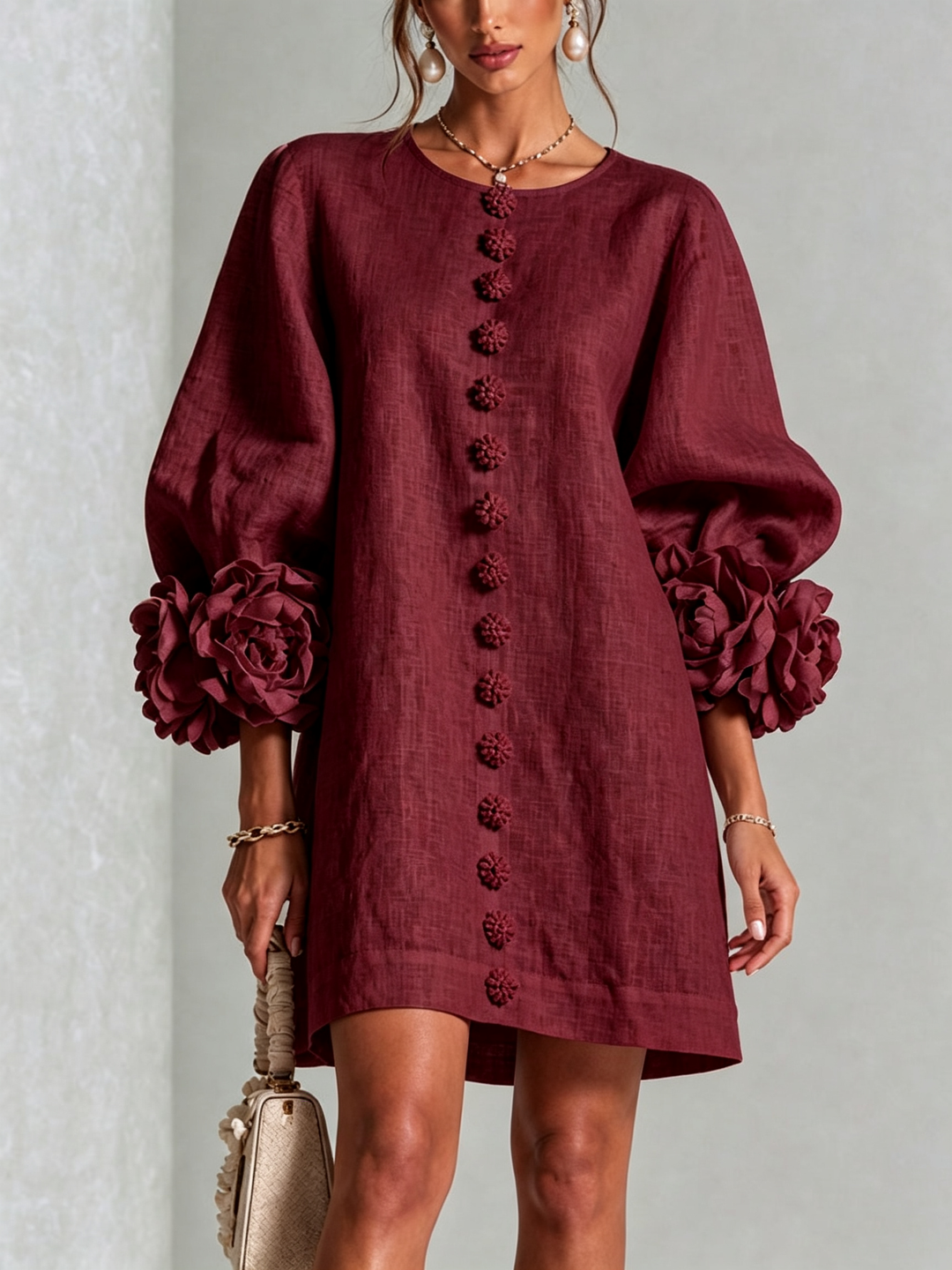 Boryana Colourful Mini Dress with Eye-Catching Ruffled Cuffs