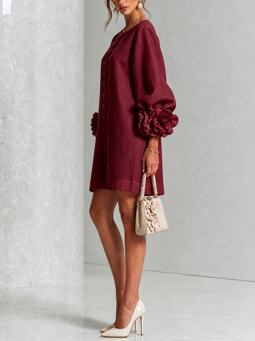 Boryana Colourful Mini Dress with Eye-Catching Ruffled Cuffs