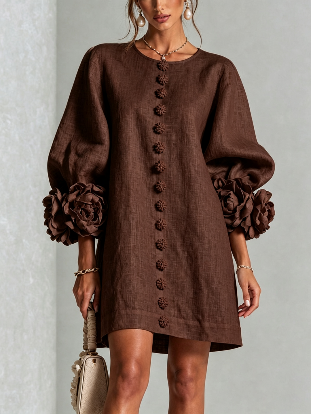 Boryana Colourful Mini Dress with Eye-Catching Ruffled Cuffs