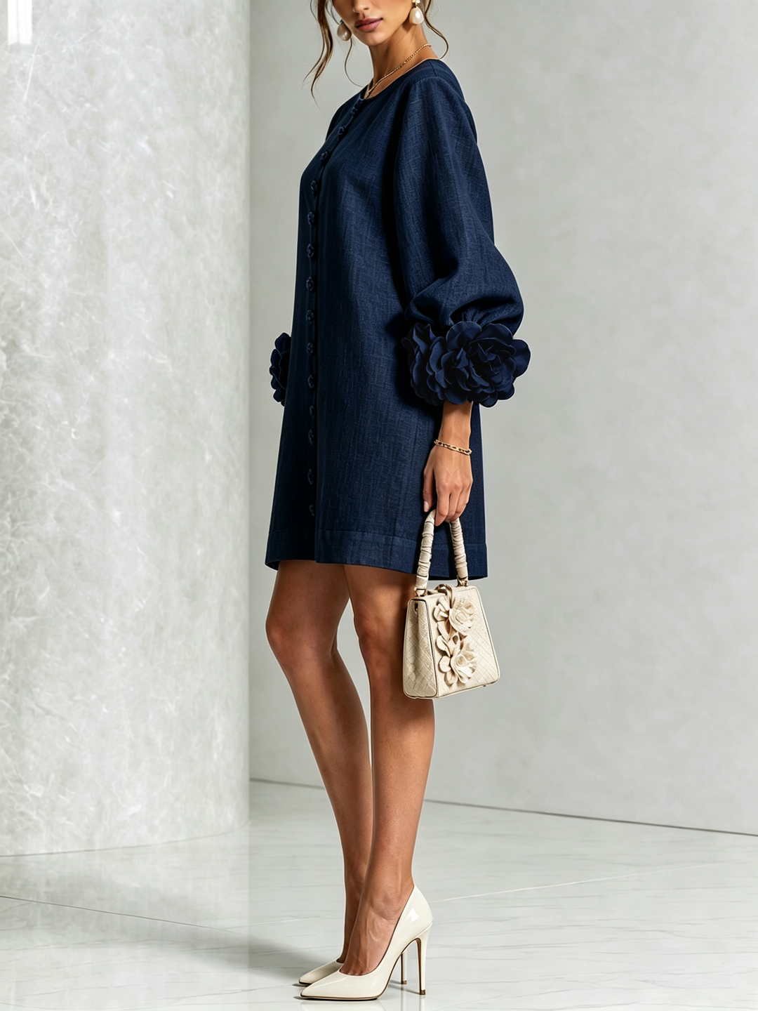 Boryana Colourful Mini Dress with Eye-Catching Ruffled Cuffs