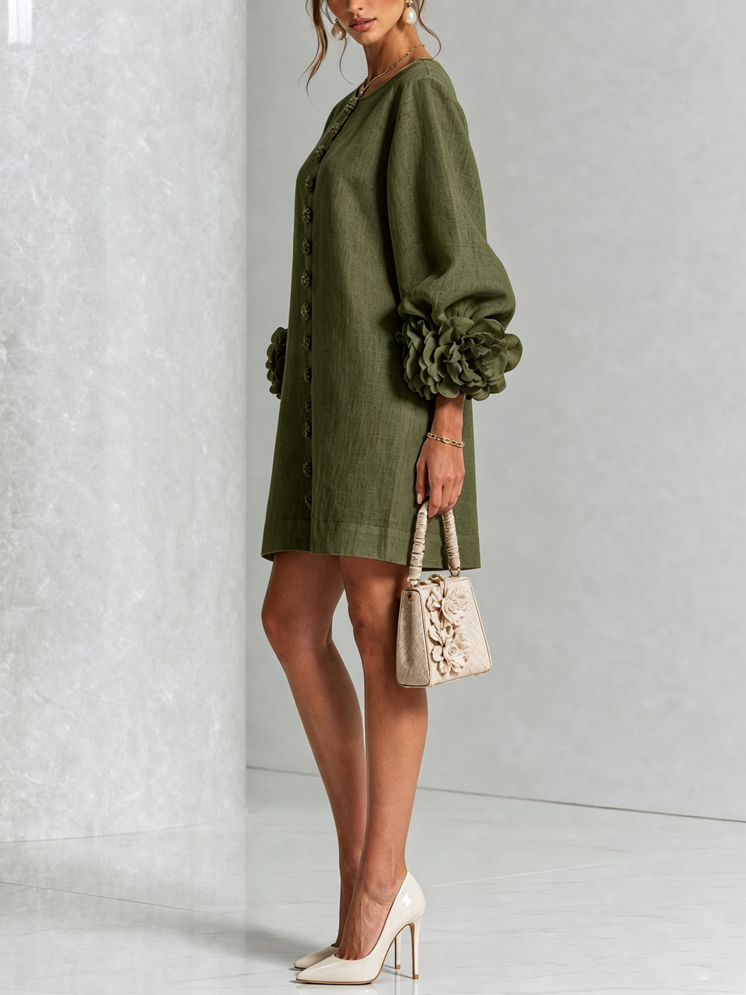 Boryana Colourful Mini Dress with Eye-Catching Ruffled Cuffs