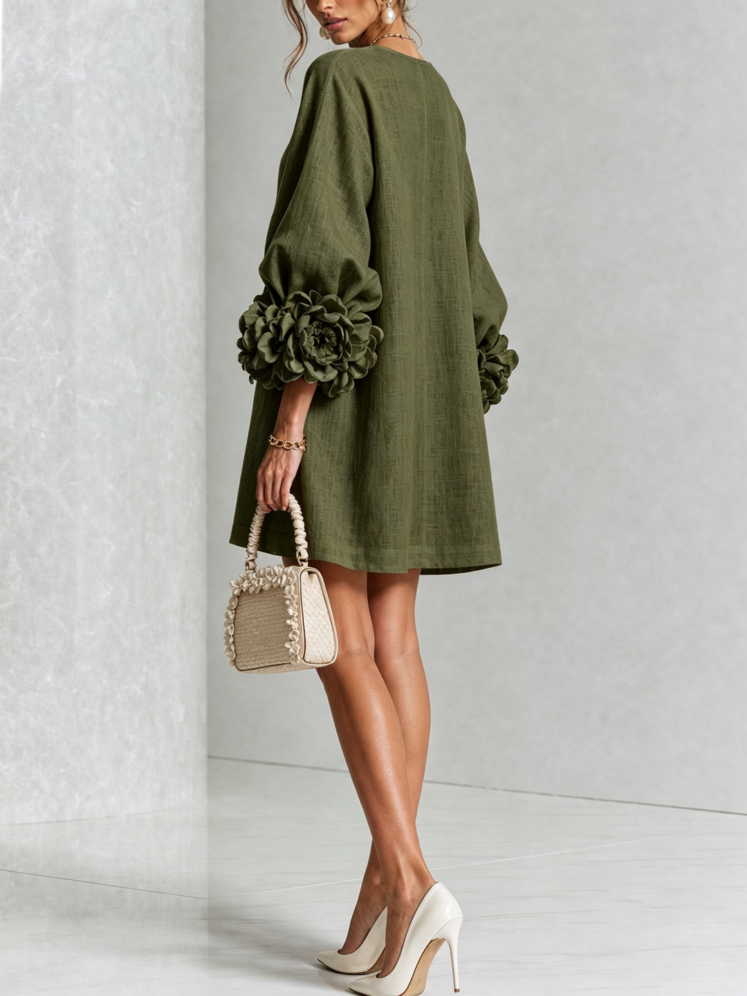 Boryana Colourful Mini Dress with Eye-Catching Ruffled Cuffs