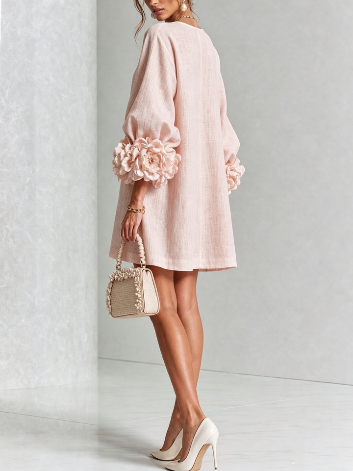 Boryana Colourful Mini Dress with Eye-Catching Ruffled Cuffs