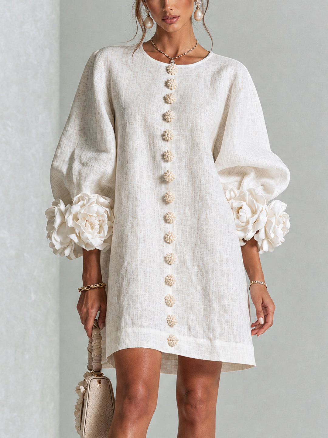 Boryana Colourful Mini Dress with Eye-Catching Ruffled Cuffs