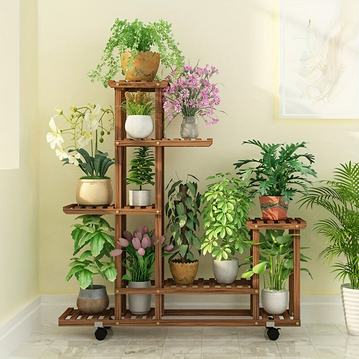 6-Tier Wooden Plant Stand – Carbonised Finish
