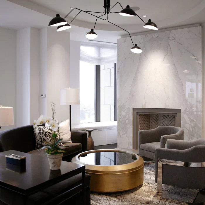 Schwarze Deckenlampe mit schwenkbaren Armen – modernes Design