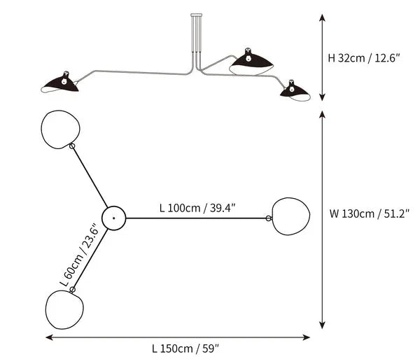 Schwarze Deckenlampe mit schwenkbaren Armen – modernes Design