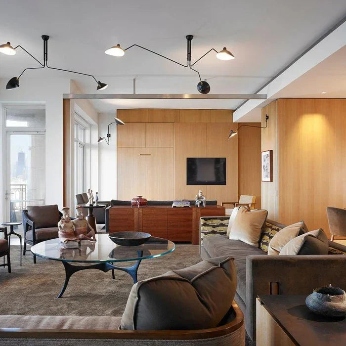 Schwarze Deckenlampe mit schwenkbaren Armen – modernes Design