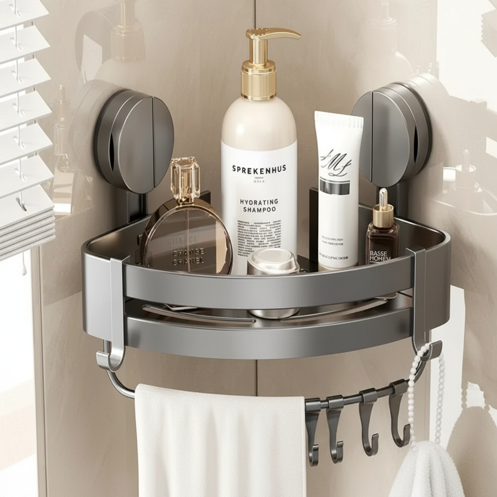AquaGrip – Luxus Saugnapf-Badregal ohne Bohren