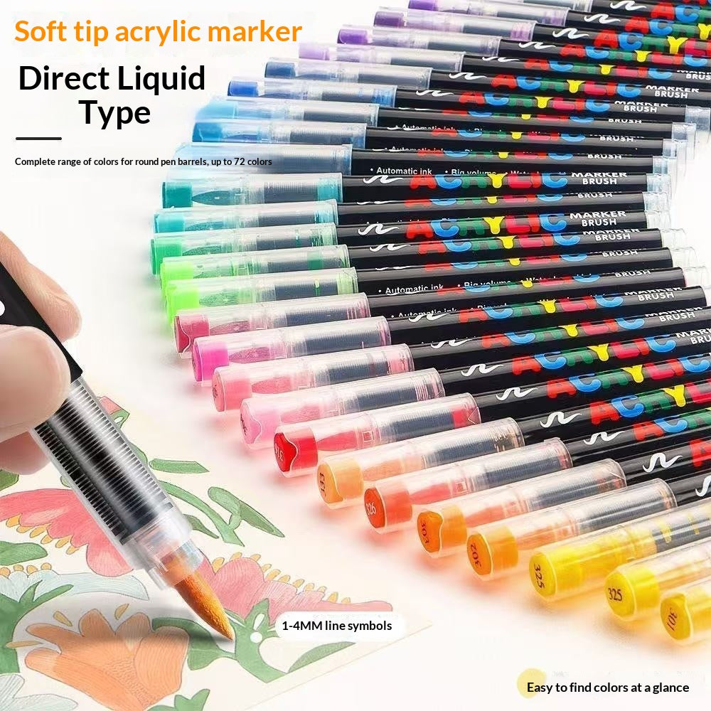 Direct-liquid Acrylic Soft-tip Black Rod Opaque Layerable Coloring Pen