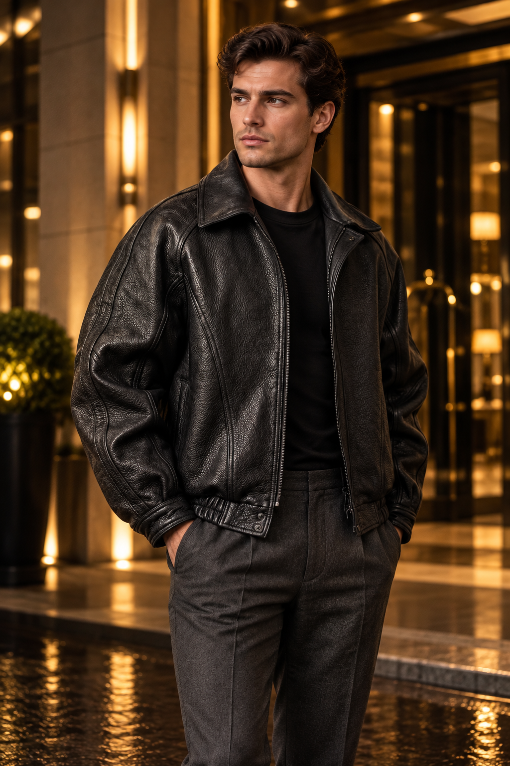 Men's Leather Jacket for In-Between Seasons